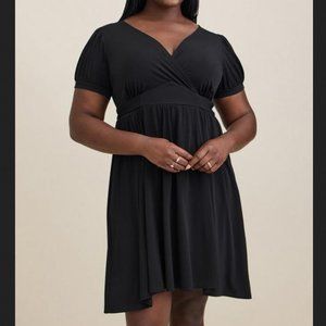 Torrid Black Studio Knit Short Sleeve Surplice Dress With Pockets Plus Size 2X